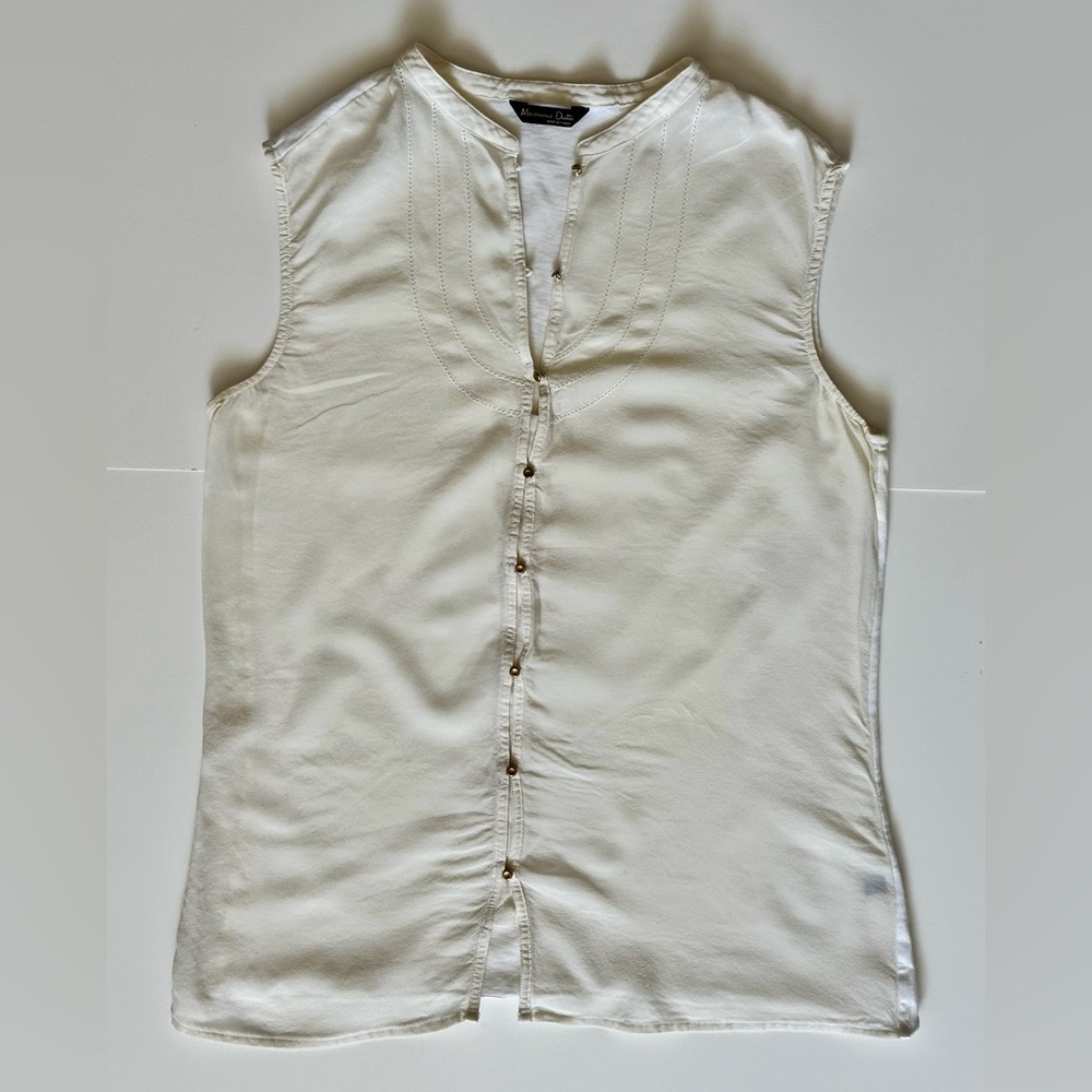Massimo Dutti Sleeveless White Blouse - Size S